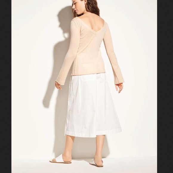 Vince Women's Fitted Back Cashmere V-Neck Sweater In Praline Size Small - Picture 3 of 13